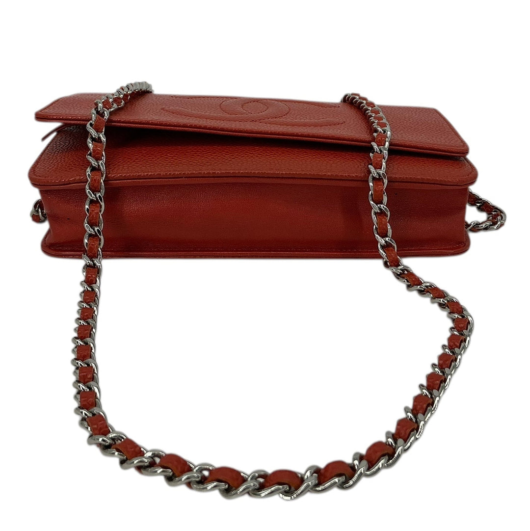 Chanel Wallet on Chain Red Caviar Leather Silver Hardware 2012-2013