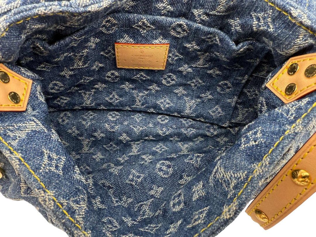 Inside view of the Louis Vuitton Monogram Denim Sunset Blue Bag | LuxLoveLouis showcasing the denim lining.