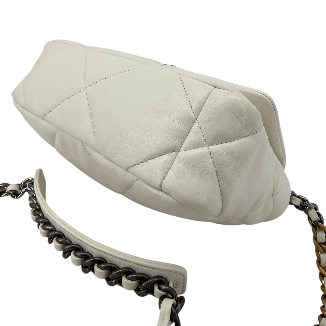 Chanel Lambskin Quilted Medium Chanel 19 Flap Bag White