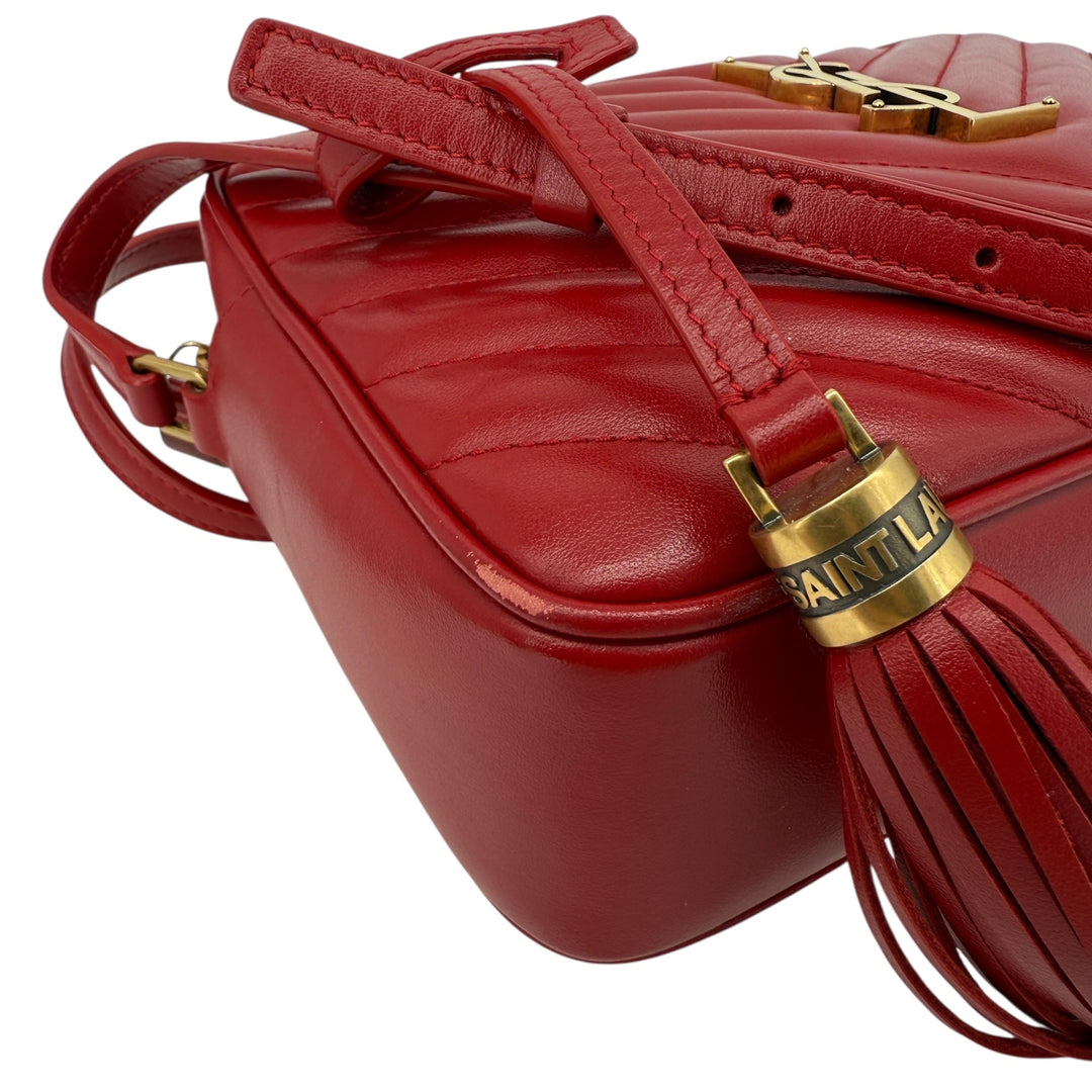 Saint Laurent Red Calfskin Matelassé Lou Camera Bag | LuxLoveLouis