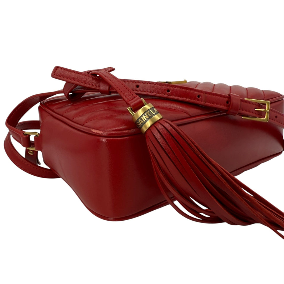 Saint Laurent Red Calfskin Matelassé Lou Camera Bag | LuxLoveLouis