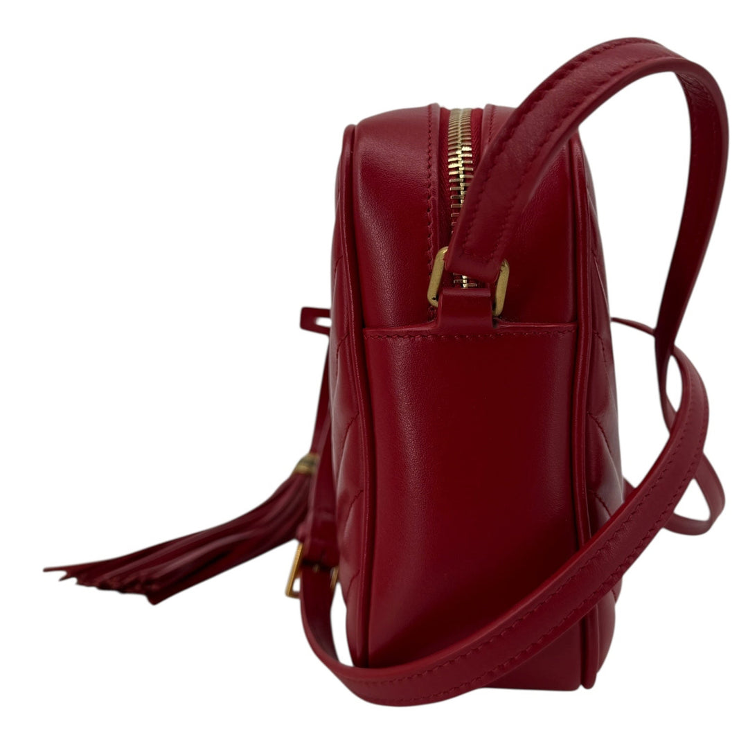 Saint Laurent Red Calfskin Matelassé Lou Camera Bag | LuxLoveLouis