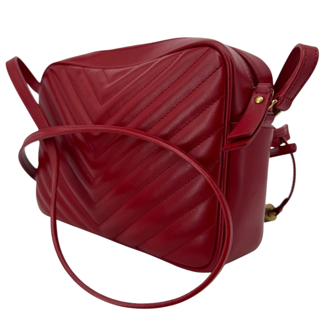 Saint Laurent Red Calfskin Matelassé Lou Camera Bag | LuxLoveLouis