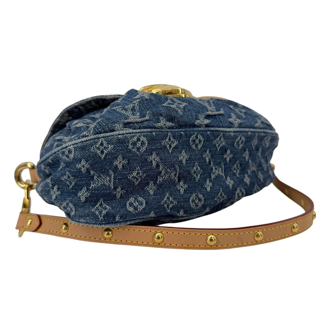 Louis Vuitton Monogram Denim Sunset Blue Bag | LuxLoveLouis with studded leather strap and casual denim charm.
