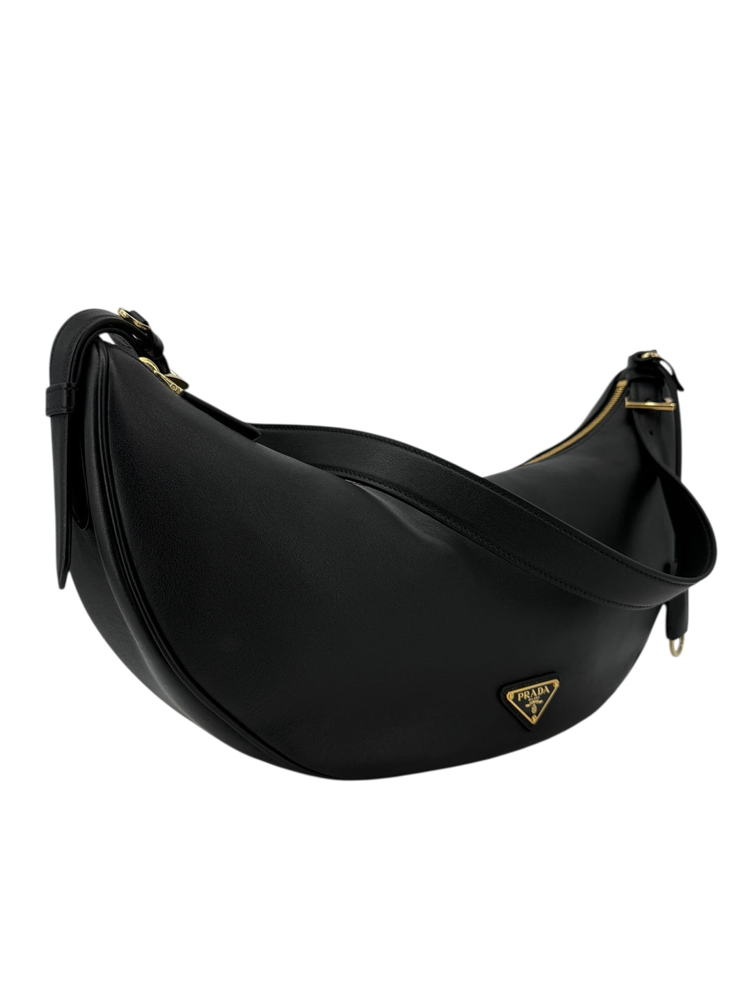 Prada Demi-Lune Large Leather Shoulder Bag Black | Authentic Luxury Handbag