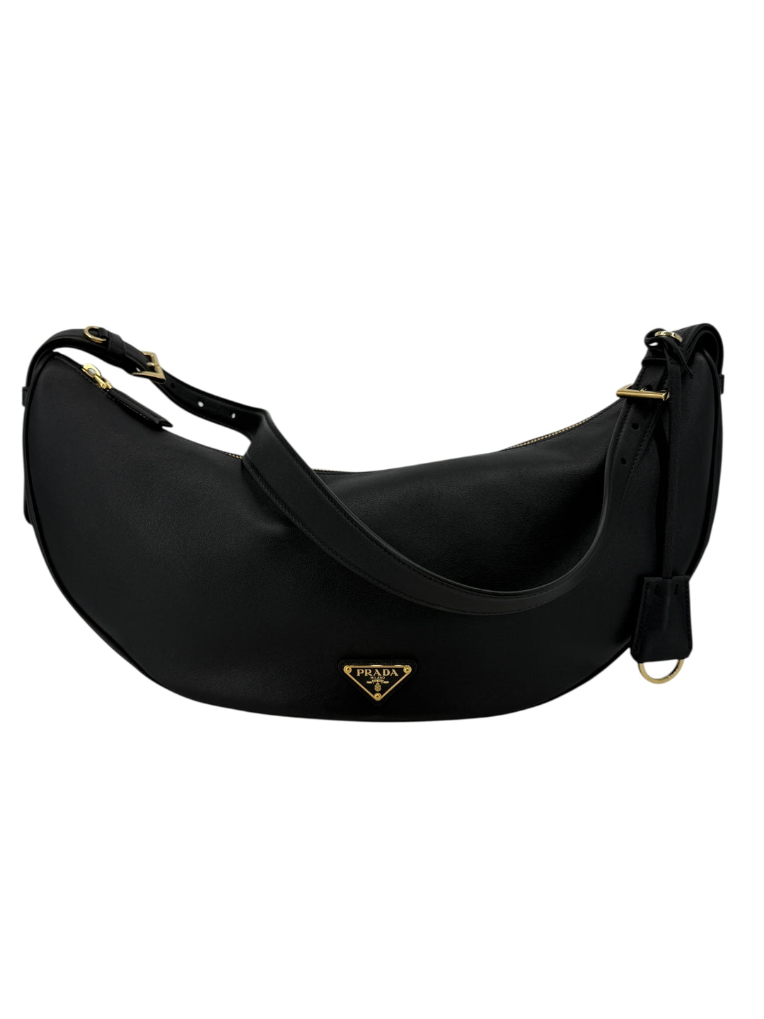 Prada Demi-Lune Large Leather Shoulder Bag Black | Authentic Luxury Handbag