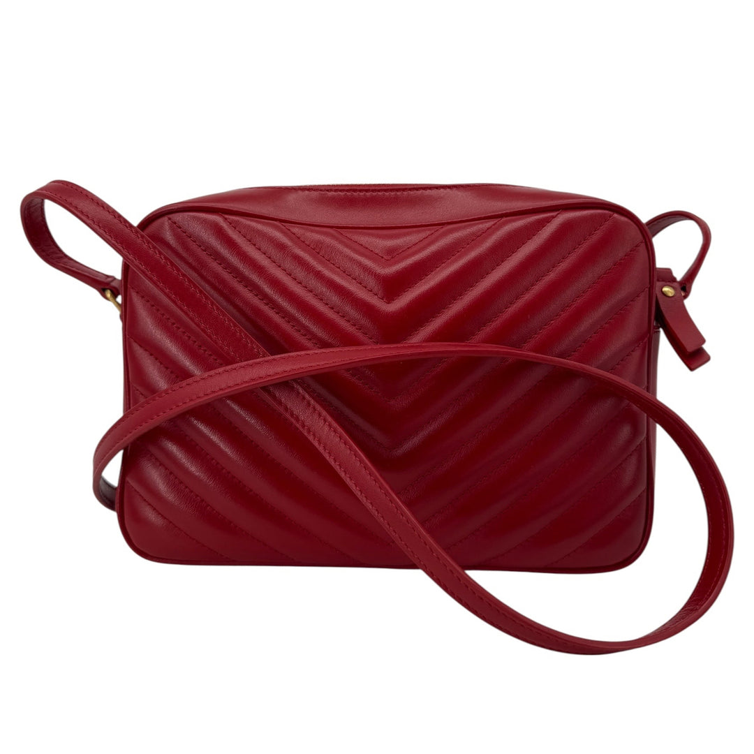 Saint Laurent Red Calfskin Matelassé Lou Camera Bag | LuxLoveLouis