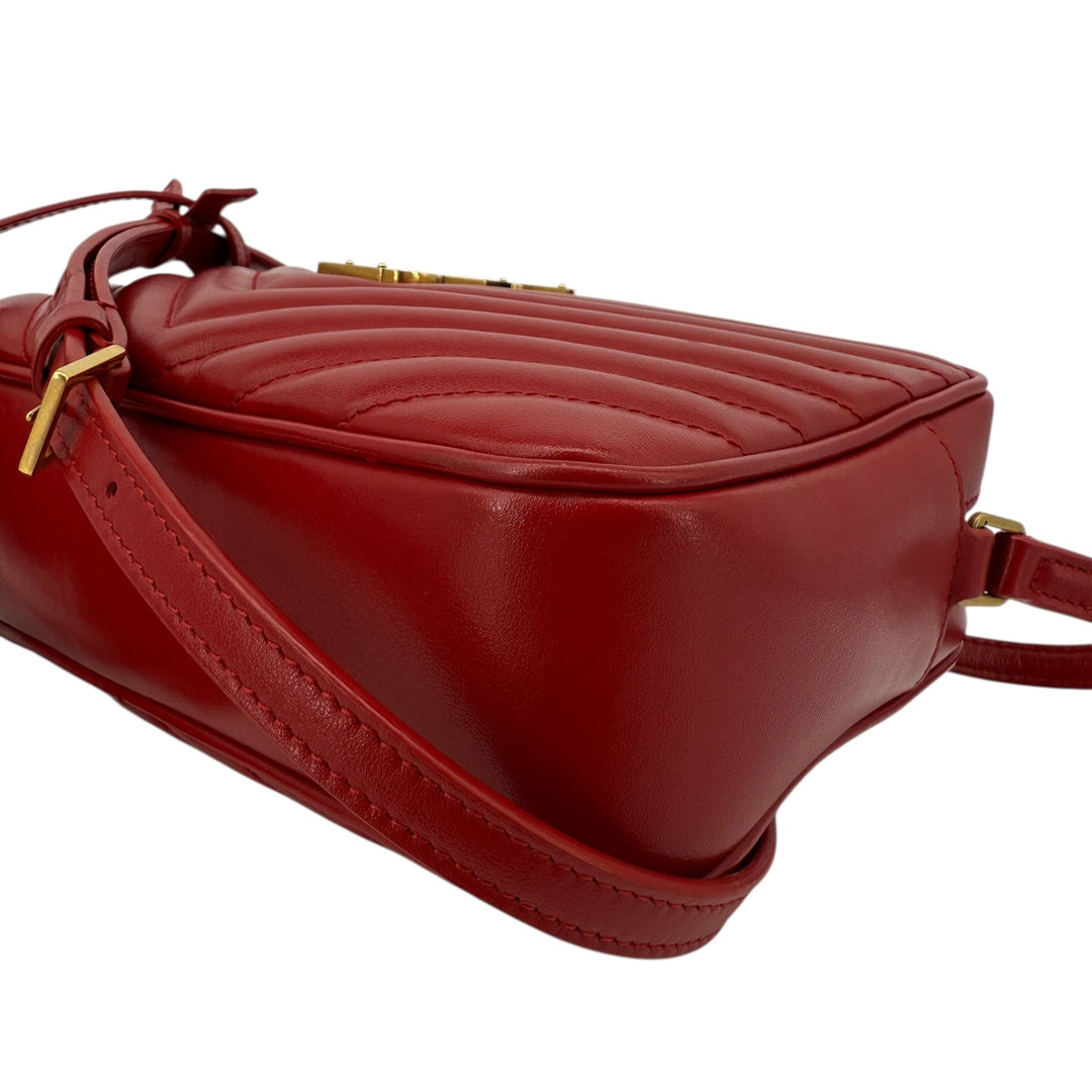Saint Laurent Red Calfskin Matelassé Lou Camera Bag | LuxLoveLouis
