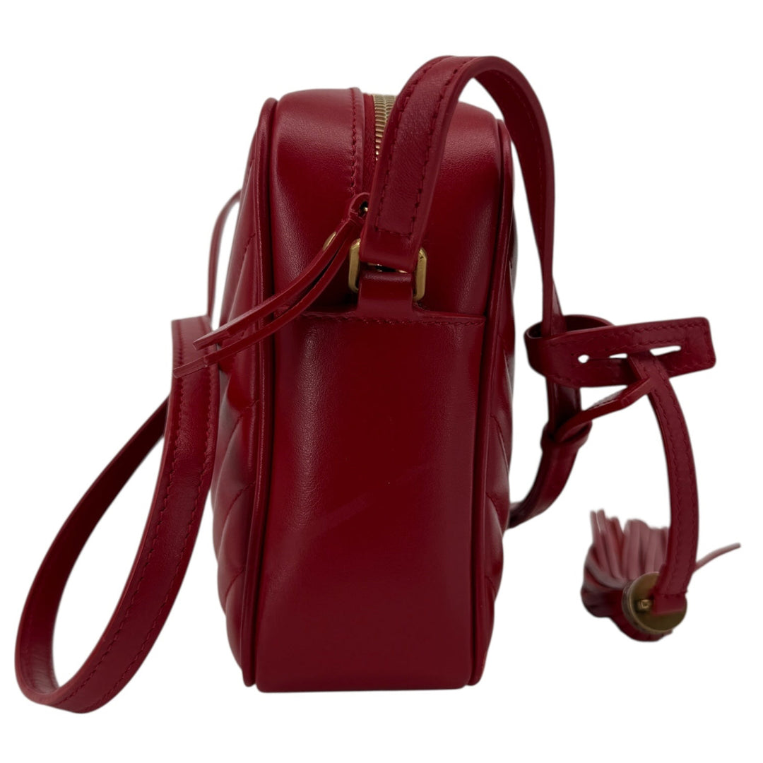 Saint Laurent Red Calfskin Matelassé Lou Camera Bag | LuxLoveLouis