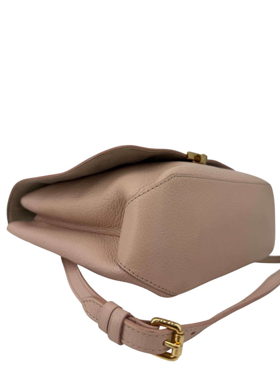 Louis Vuitton Taurillon Volta Magnolia Pink | Authentic | LuxLoveLouis side view showcasing soft structure and pebbled leather.