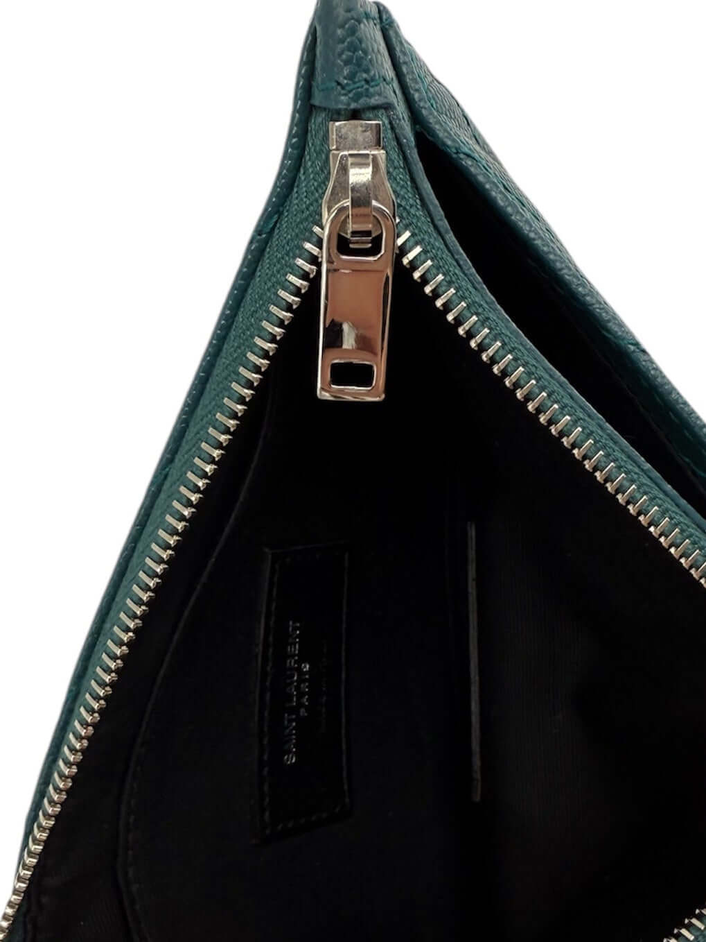 Interior view of a Saint Laurent Zippy Wallet showcasing the zip-around closure and organized design details.