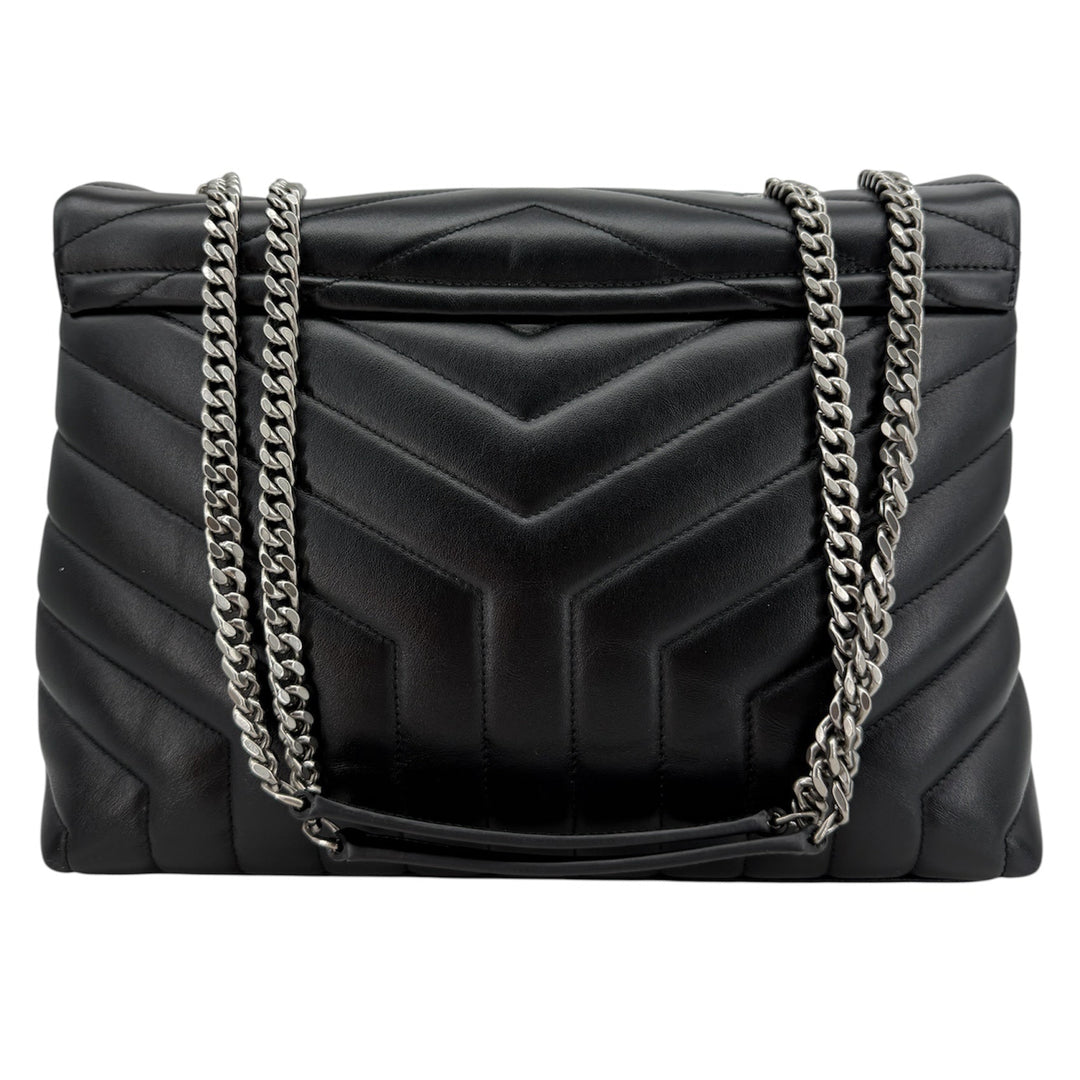 Saint Laurent Loulou Medium Chain Satchel – Black Y-Quilted Calfskin