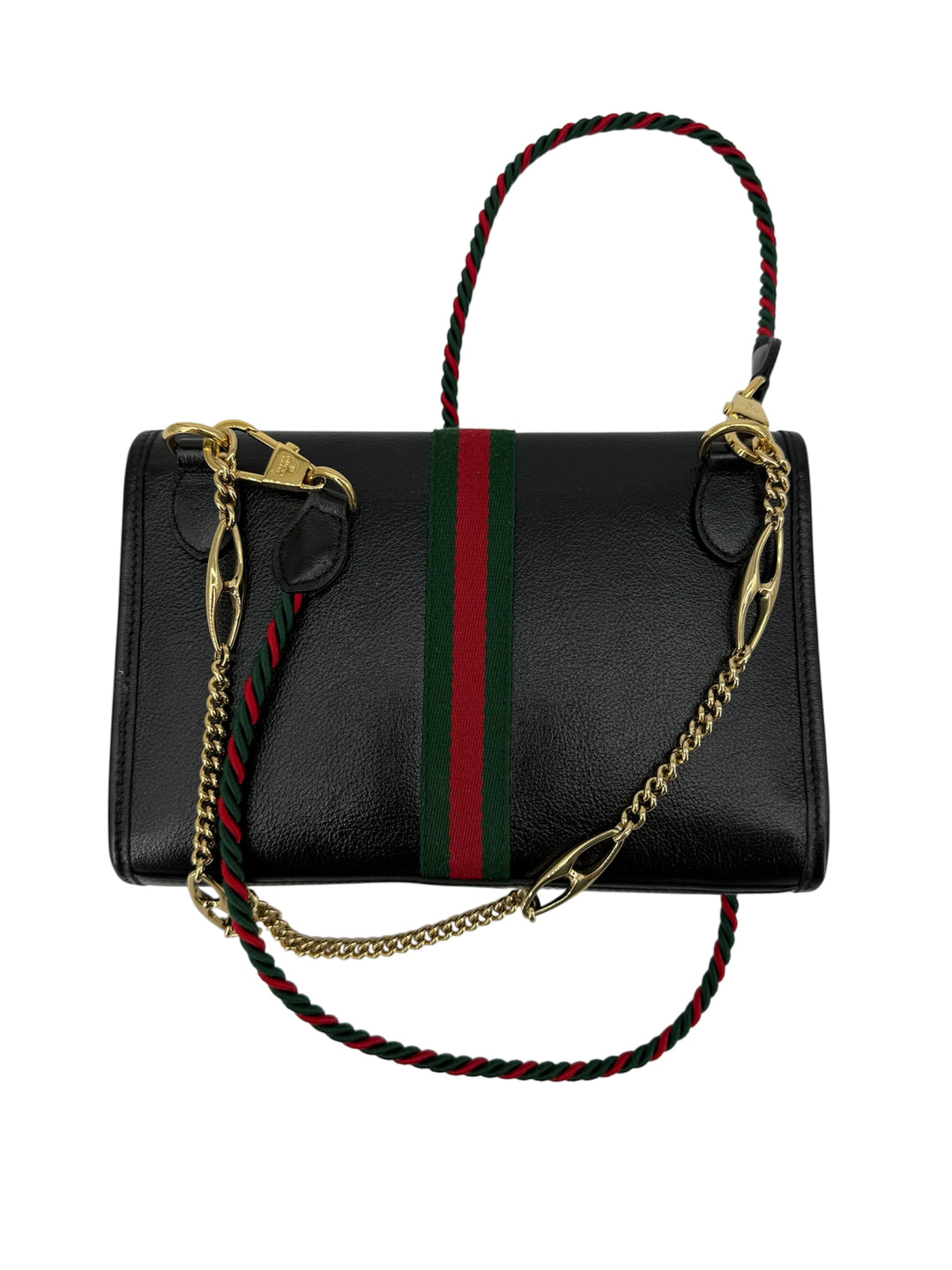 Gucci Rajah Small Slim Flap Shoulder Bag – Black Textured Calfskin with Crystal Tiger