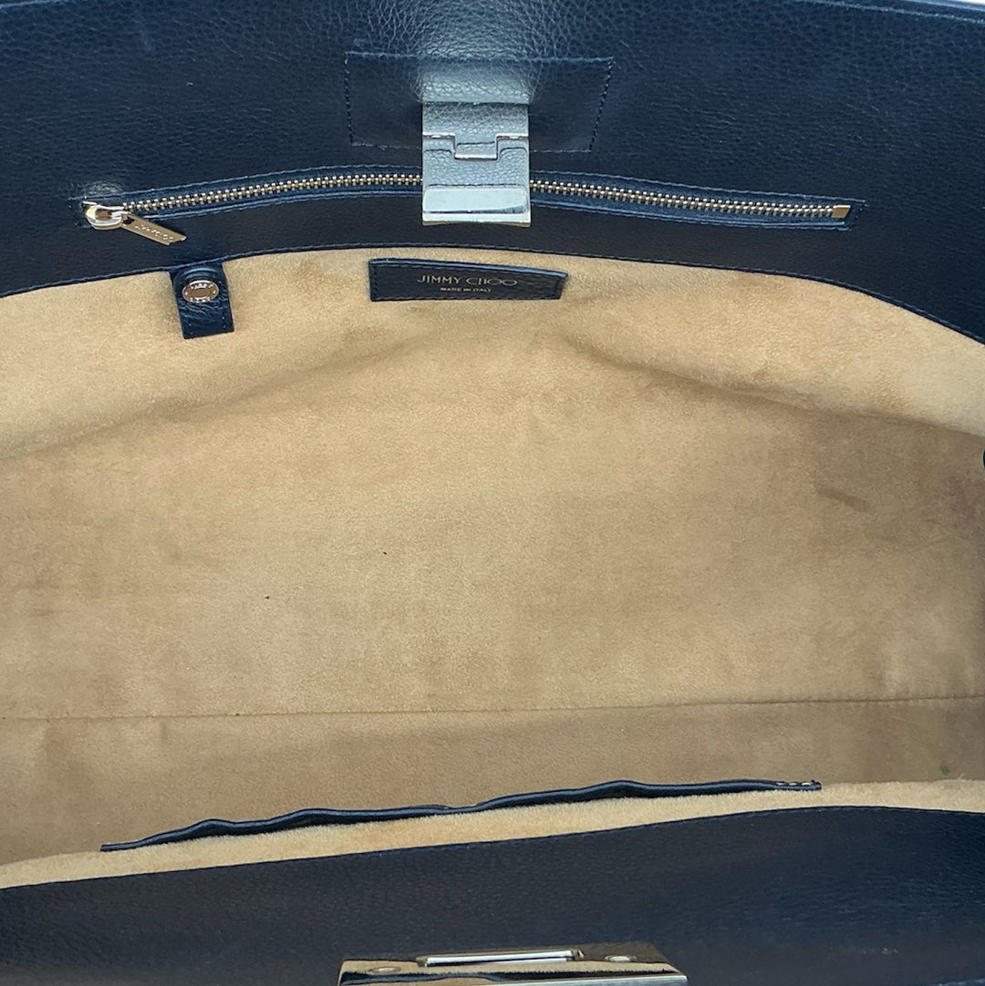 Jimmy Choo Riley Tote – Black Suede with Leather Handles
