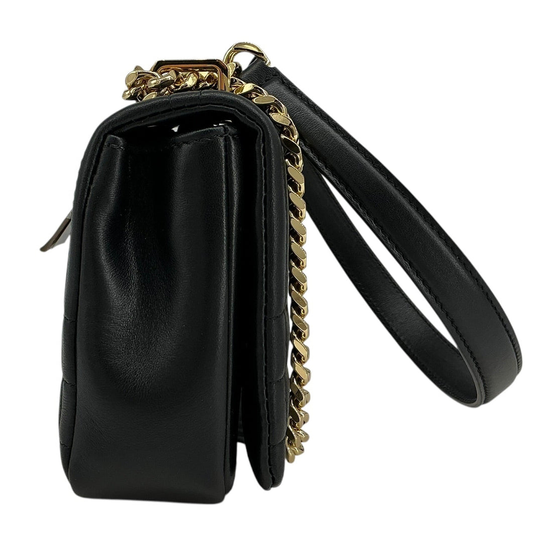 Burberry Mini Lola black quilted leather bag rear and side view