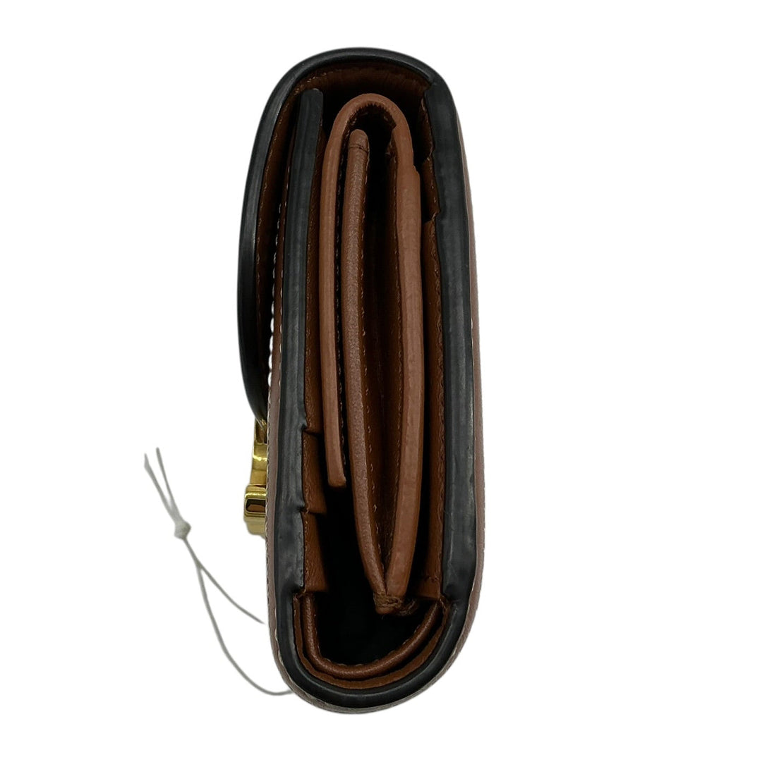 Celine Triomphe Compact Wallet opposite side profile and leather compartments