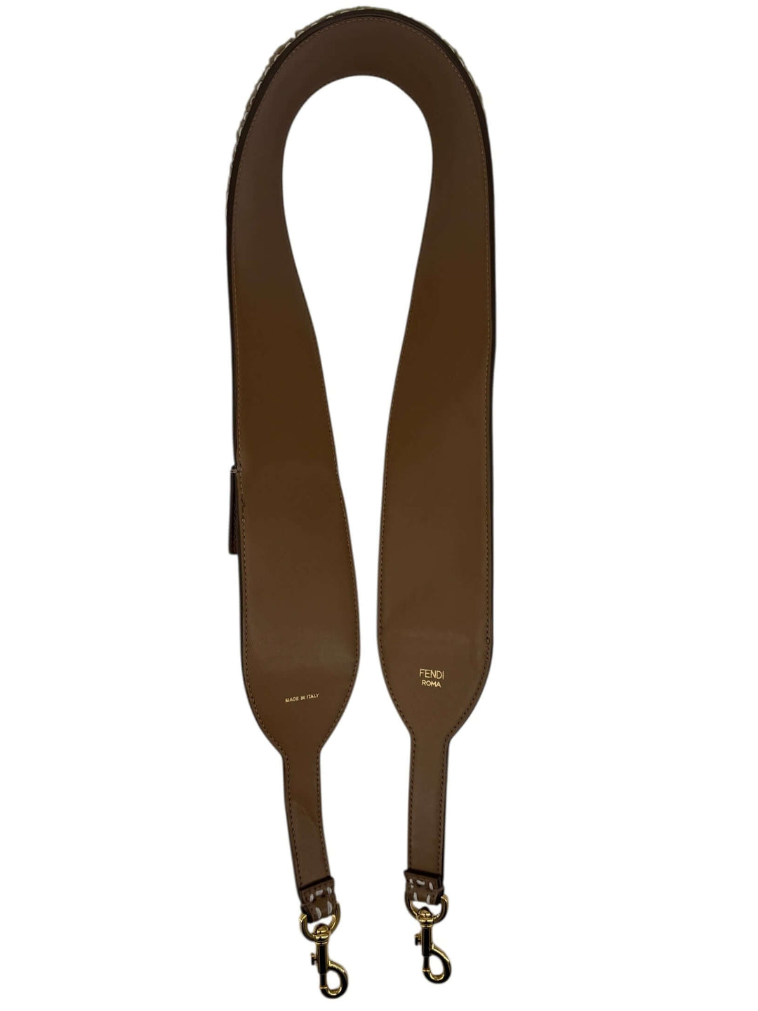 Fendi Shearling & Leather Checkered Bag Strap showcasing a luxurious blend of shearling and leather.