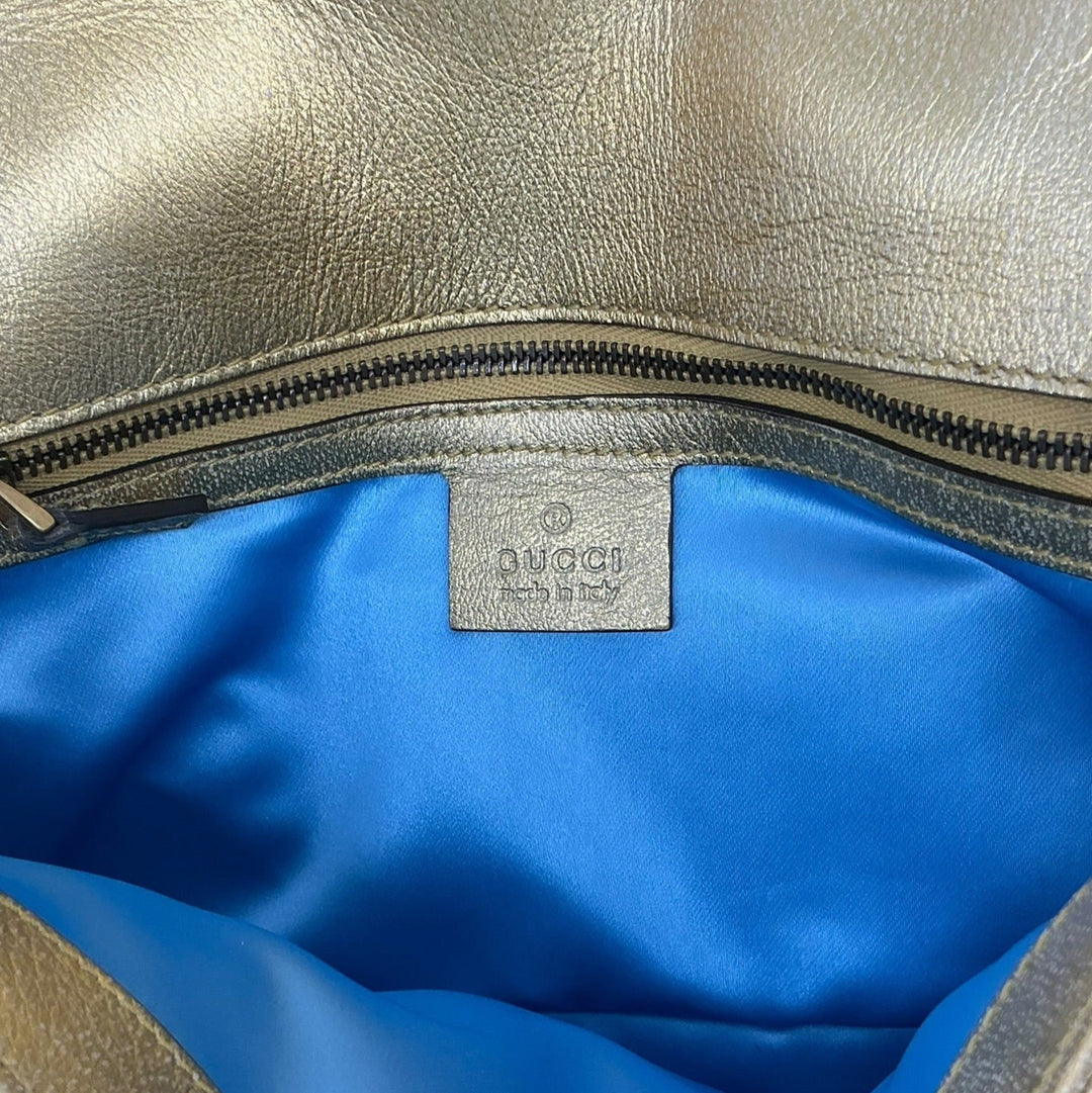 Gucci Mini GG Marmont blue satin interior and Gucci Made in Italy stam