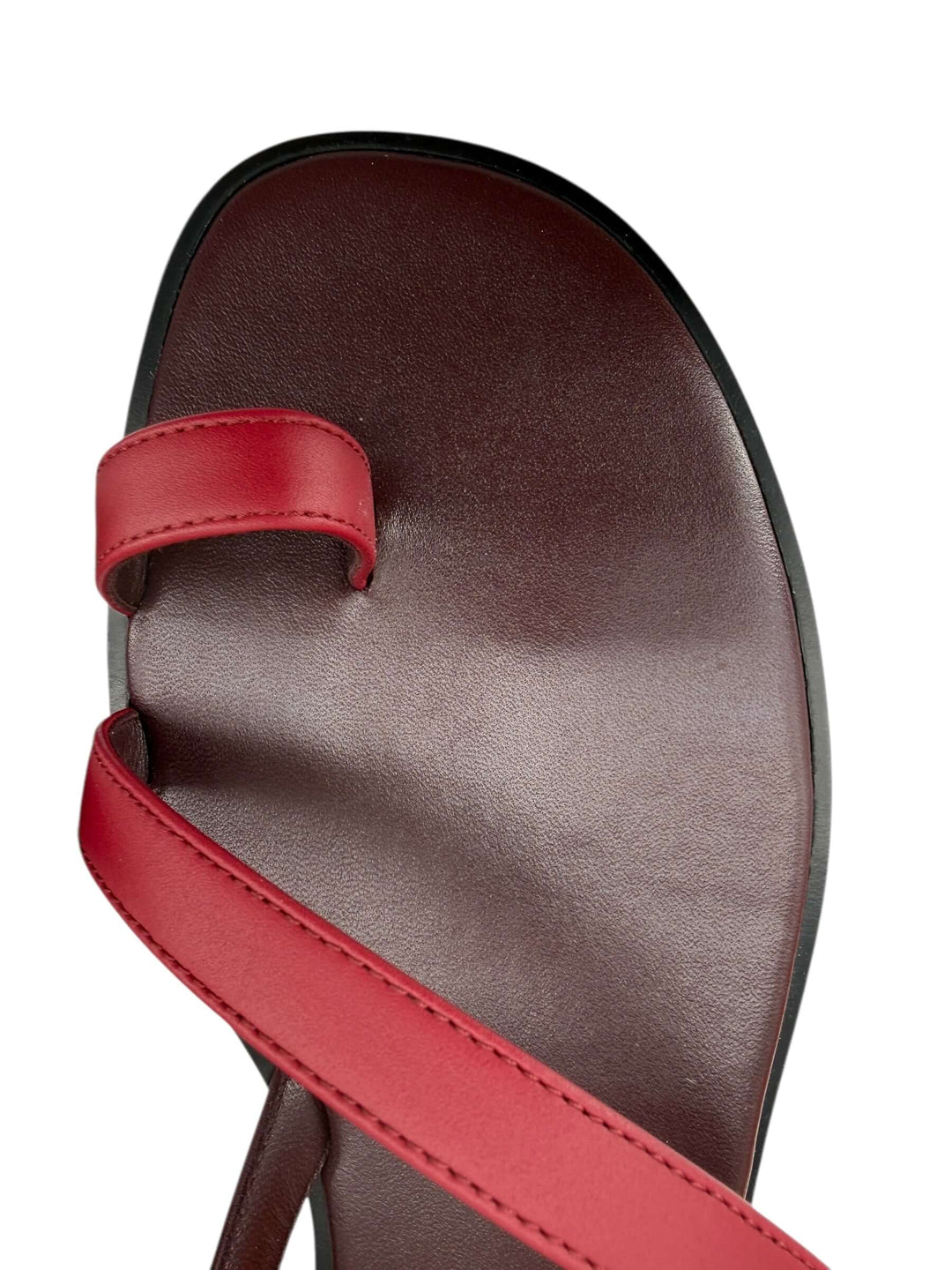 Hermès Leather Slide Sandals in Burgundy – Size 41 top view, showcasing smooth burgundy leather and minimalist design.