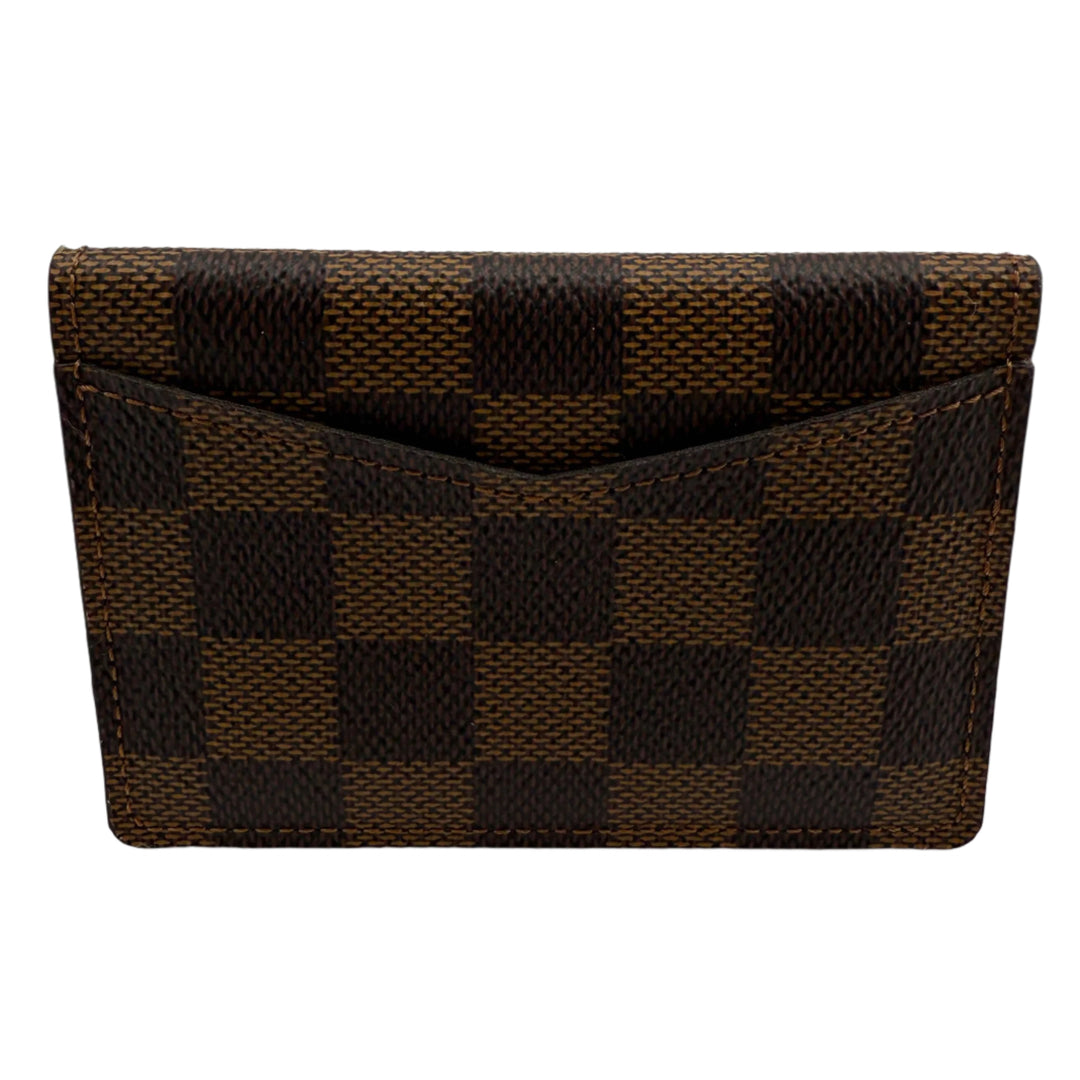 Louis Vuitton Damier Ebene Canvas Pocket Organizer Wallet showcasing classic checkerboard design and premium craftsmanship.