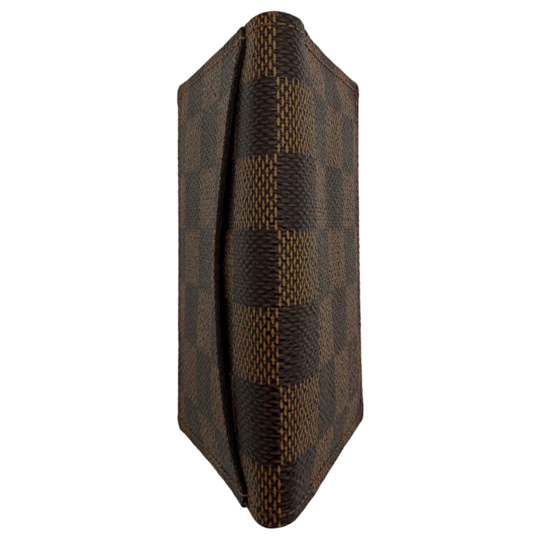 Louis Vuitton Damier Ebene Canvas Pocket Organizer Wallet showcasing iconic checkerboard pattern and sleek design.