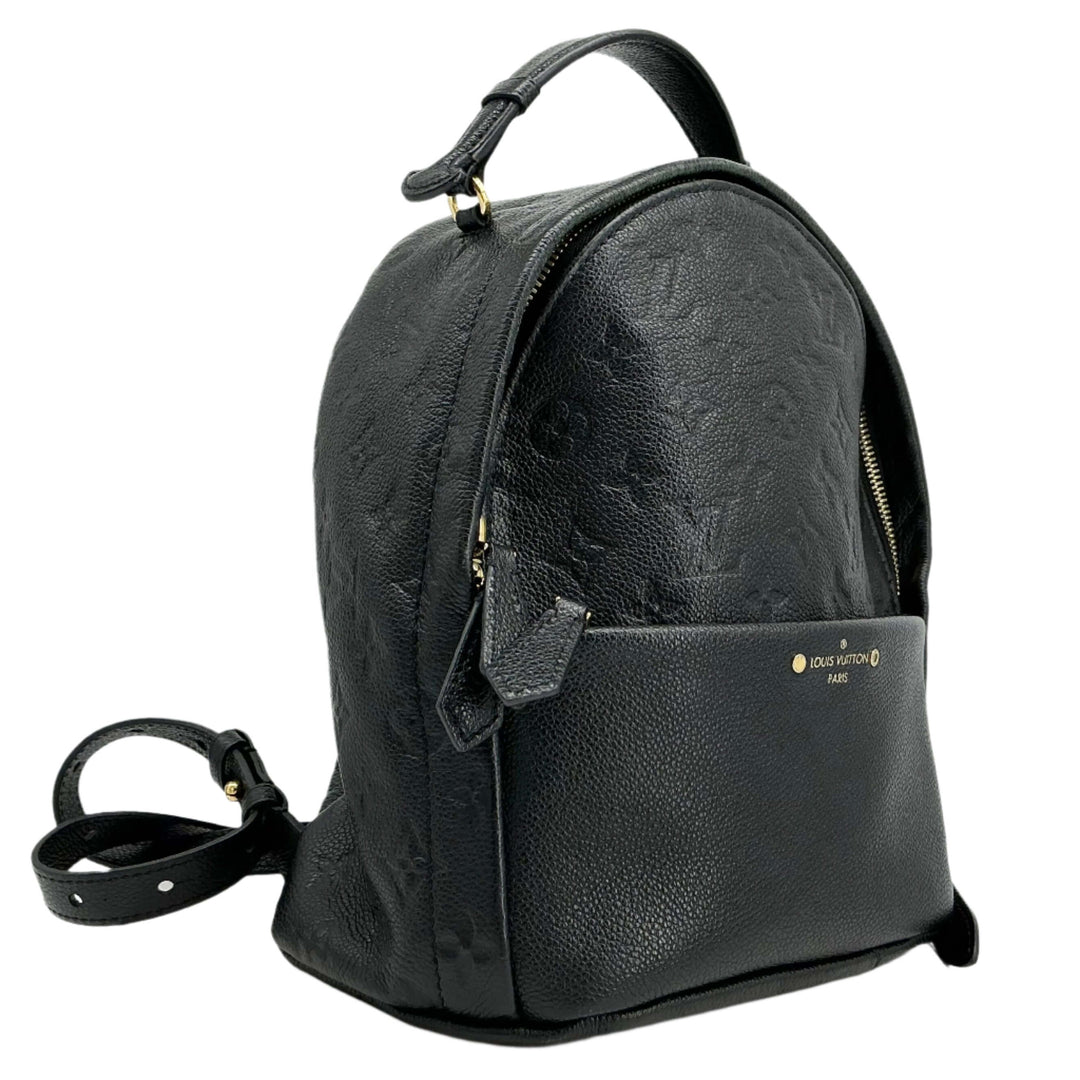 Louis Vuitton Empreinte Sorbonne Backpack in Noir Black leather, featuring monogram-embossed design and elegant silhouette.
