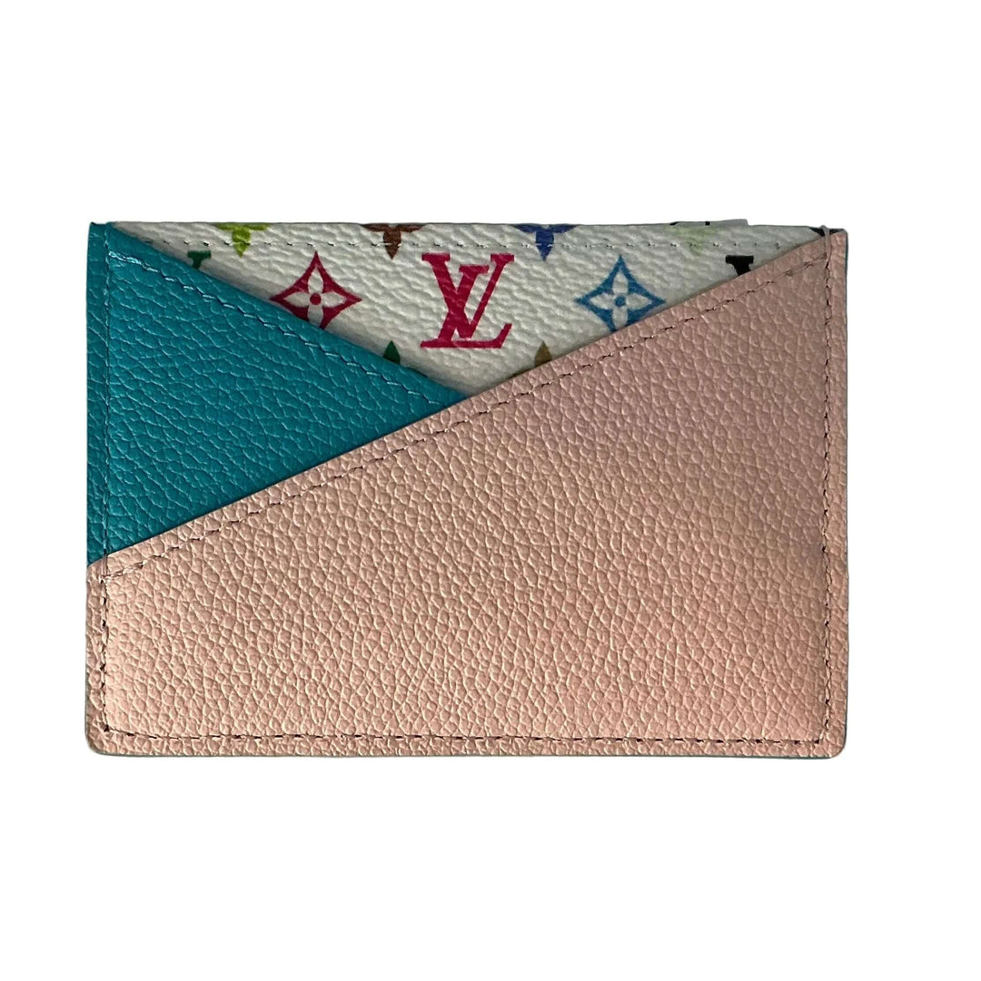 Louis Vuitton LV x TM Monogram Multicolor Criss-Cross Card Holder – Kawaii Pink front view with multicolor pattern