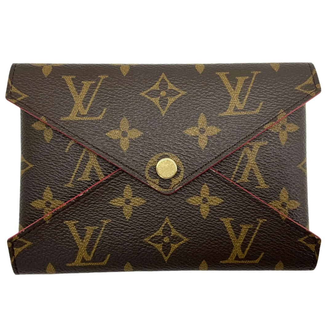Louis Vuitton Medium Kirigami Pochette Insert in monogram canvas with gold-tone snap closure and red leather interior