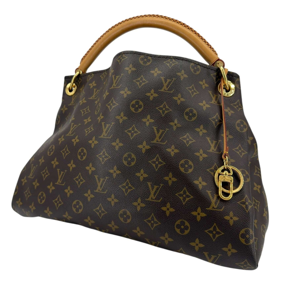 Louis Vuitton Monogram Artsy MM Shoulder Bag Brown with braided handle and gold-tone hardware.