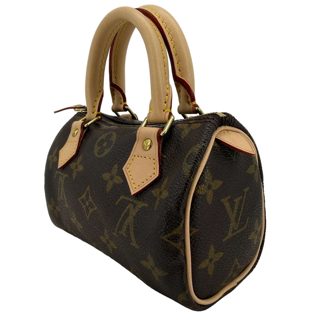 Louis Vuitton Mini HL Speedy handbag with refreshed Vachetta leather, featuring iconic Monogram design.