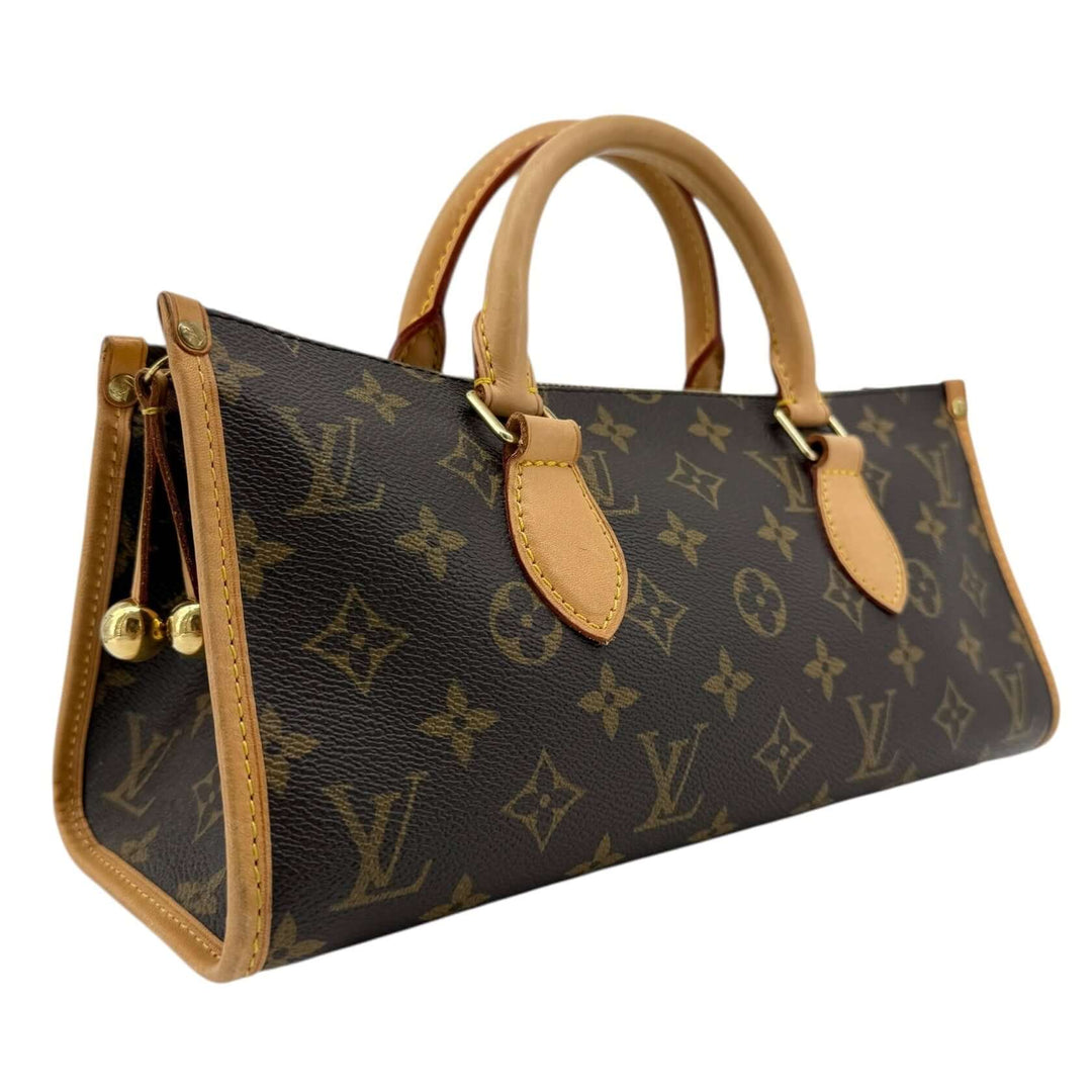 Louis Vuitton Monogram Popincourt Top Handle Handbag with rolled leather handles and gold-tone hardware.