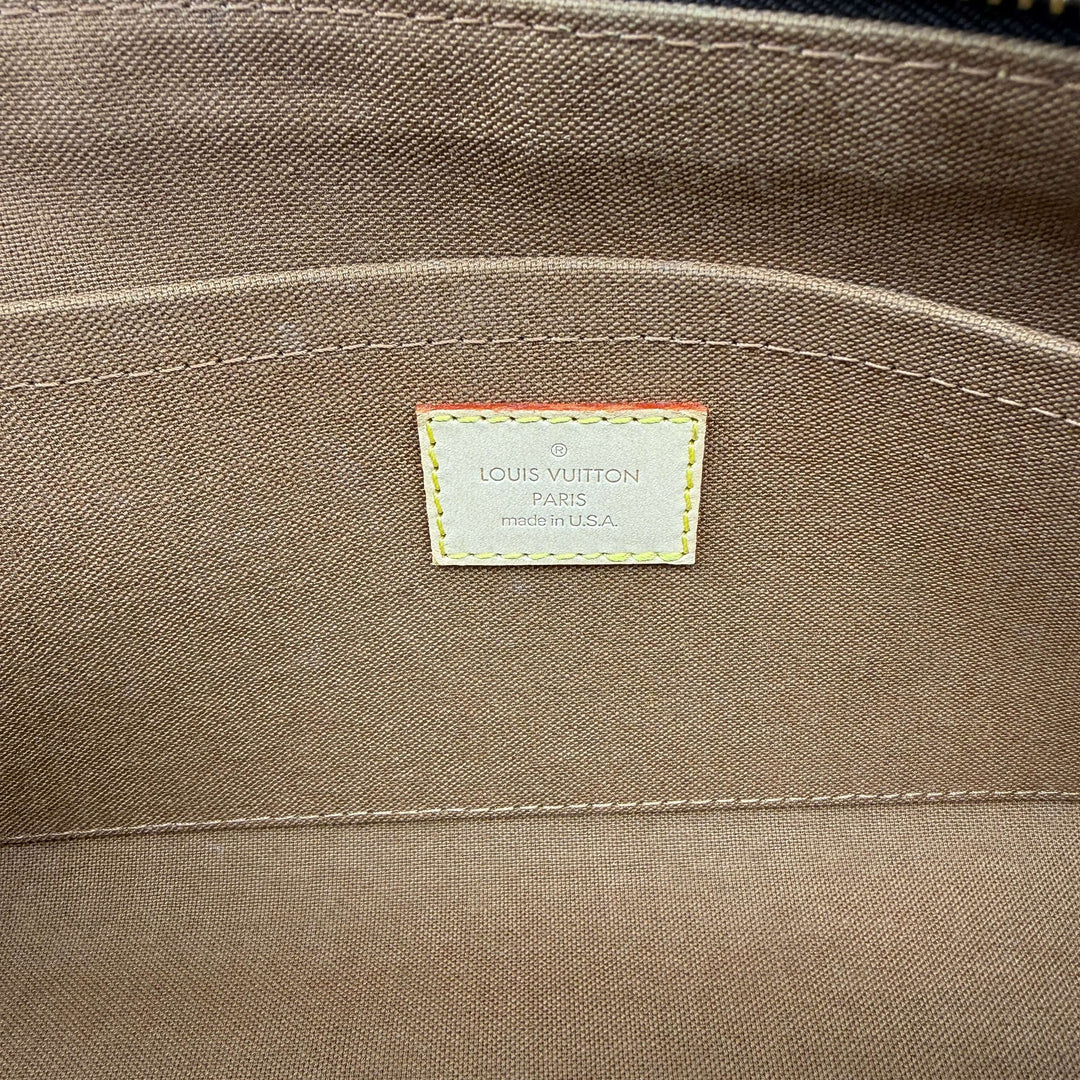 Louis Vuitton Monogram Popincourt Top Handle Handbag interior tag showing Louis Vuitton Paris engraved label