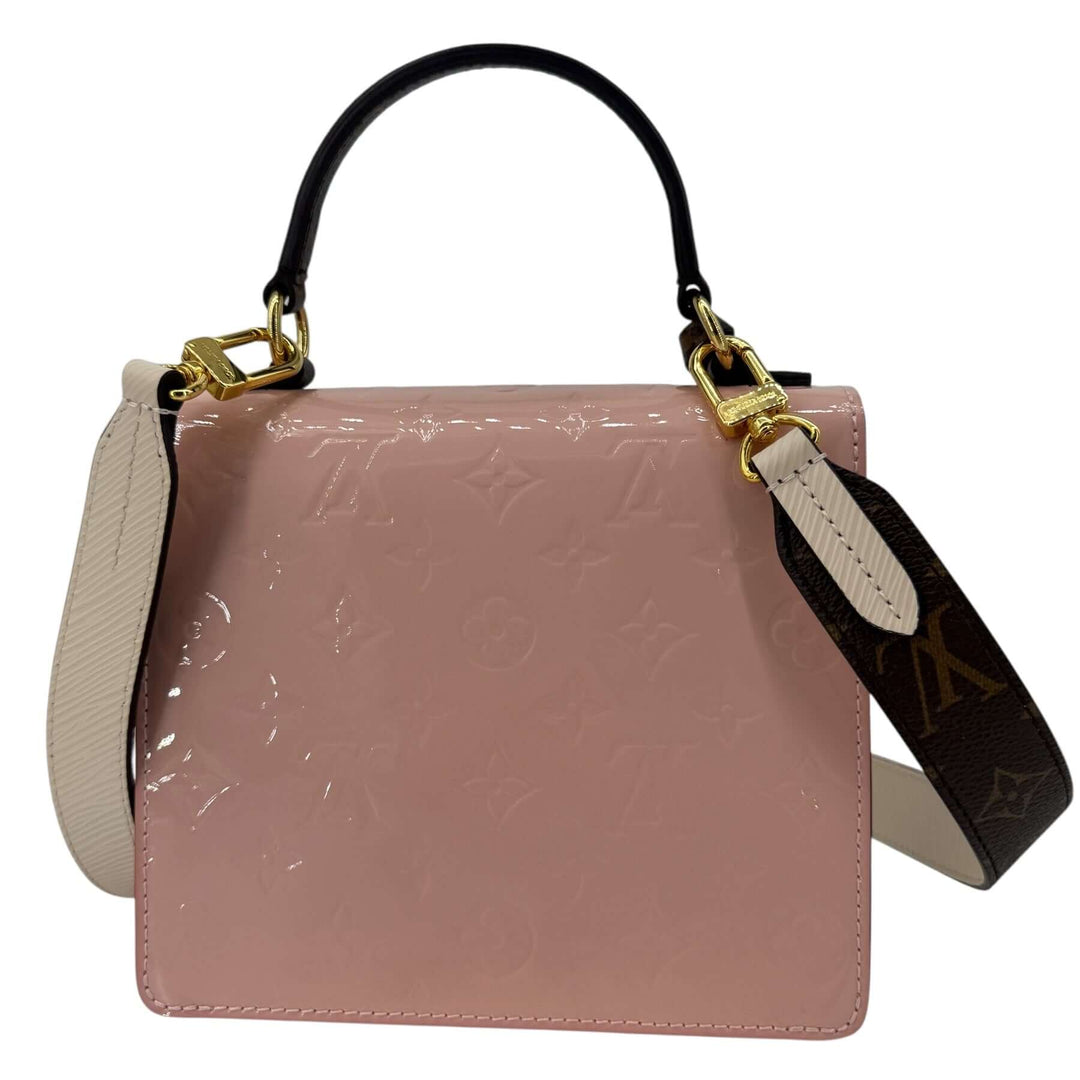 Louis Vuitton Vernis Spring Street Rose Ballerine Bag | LuxLoveLouis in elegant pink patent leather with contrasting straps.