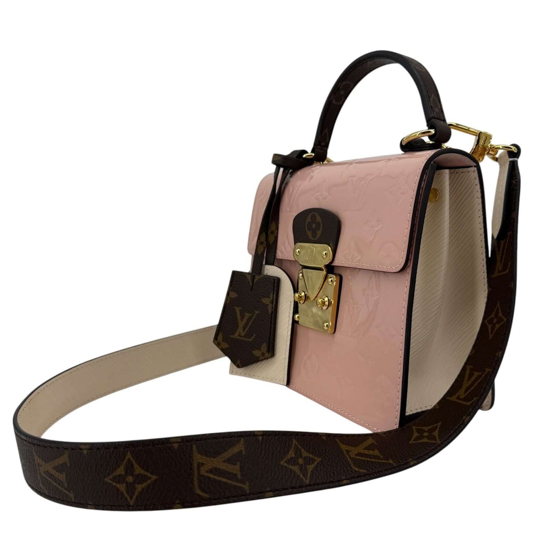 Louis Vuitton Vernis Spring Street Rose Ballerine Bag | LuxLoveLouis showcasing a blend of Monogram canvas and patent leather.
