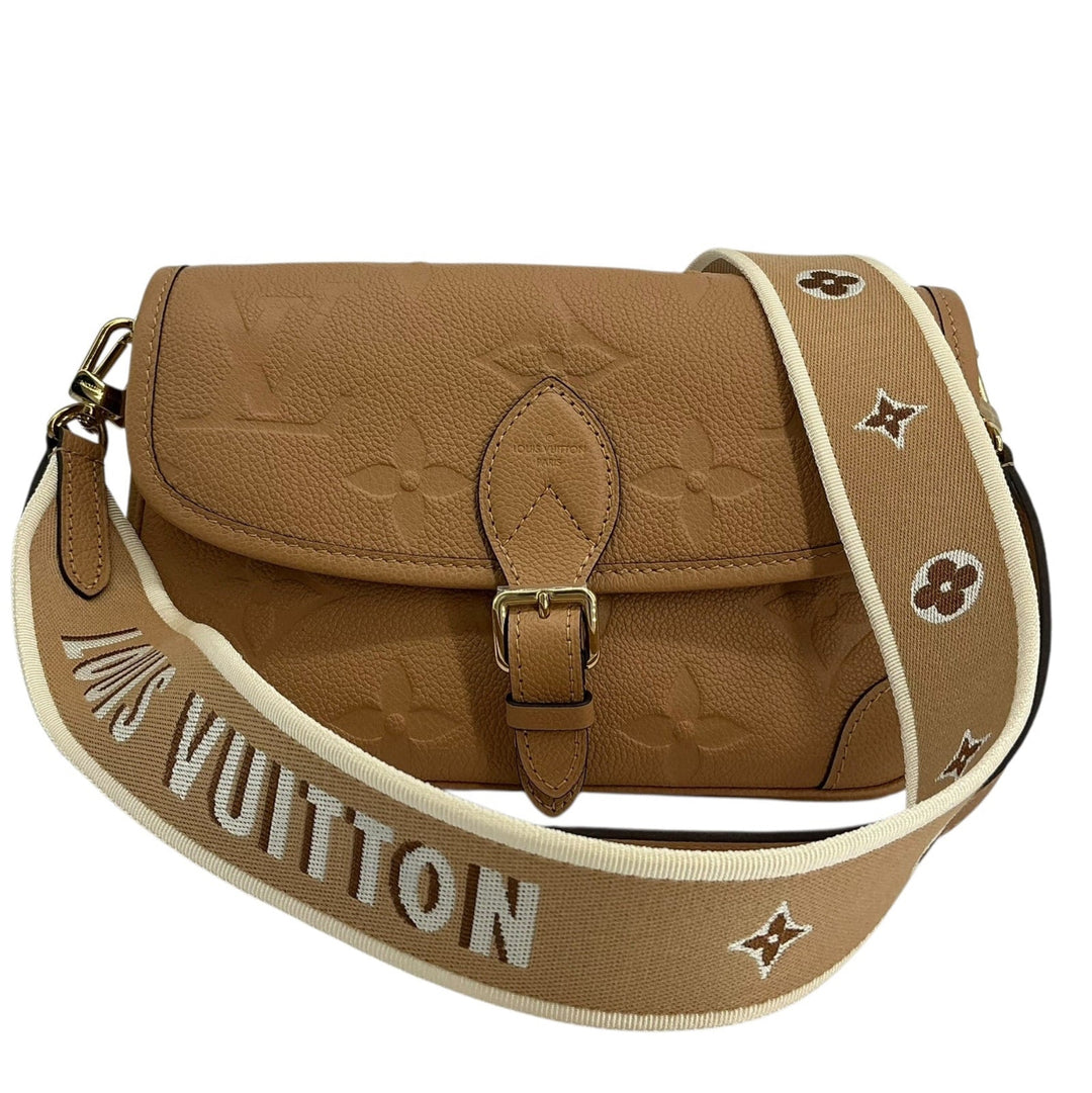 Louis Vuitton Diane Arizona Monogram Empreinte leather bag front with jacquard strap