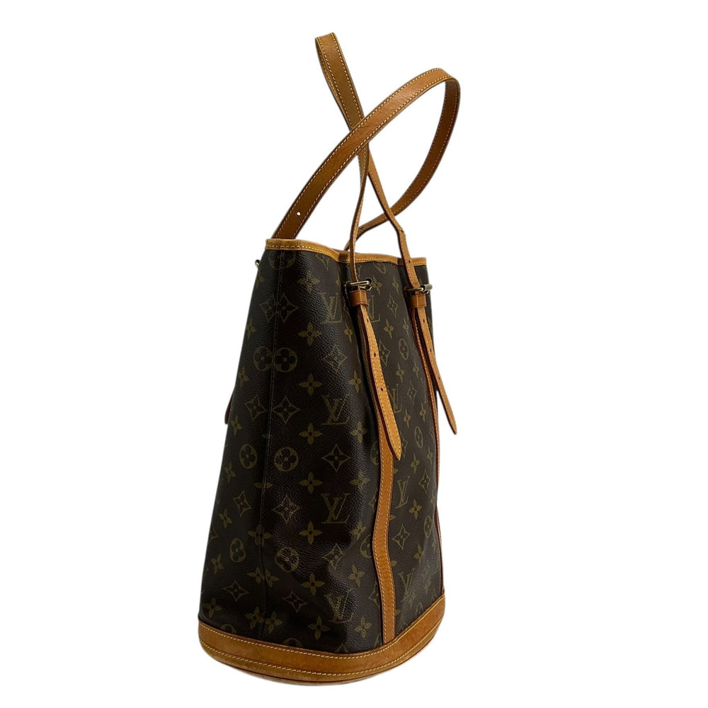 Angled view of Louis Vuitton Monogram Bucket Bag