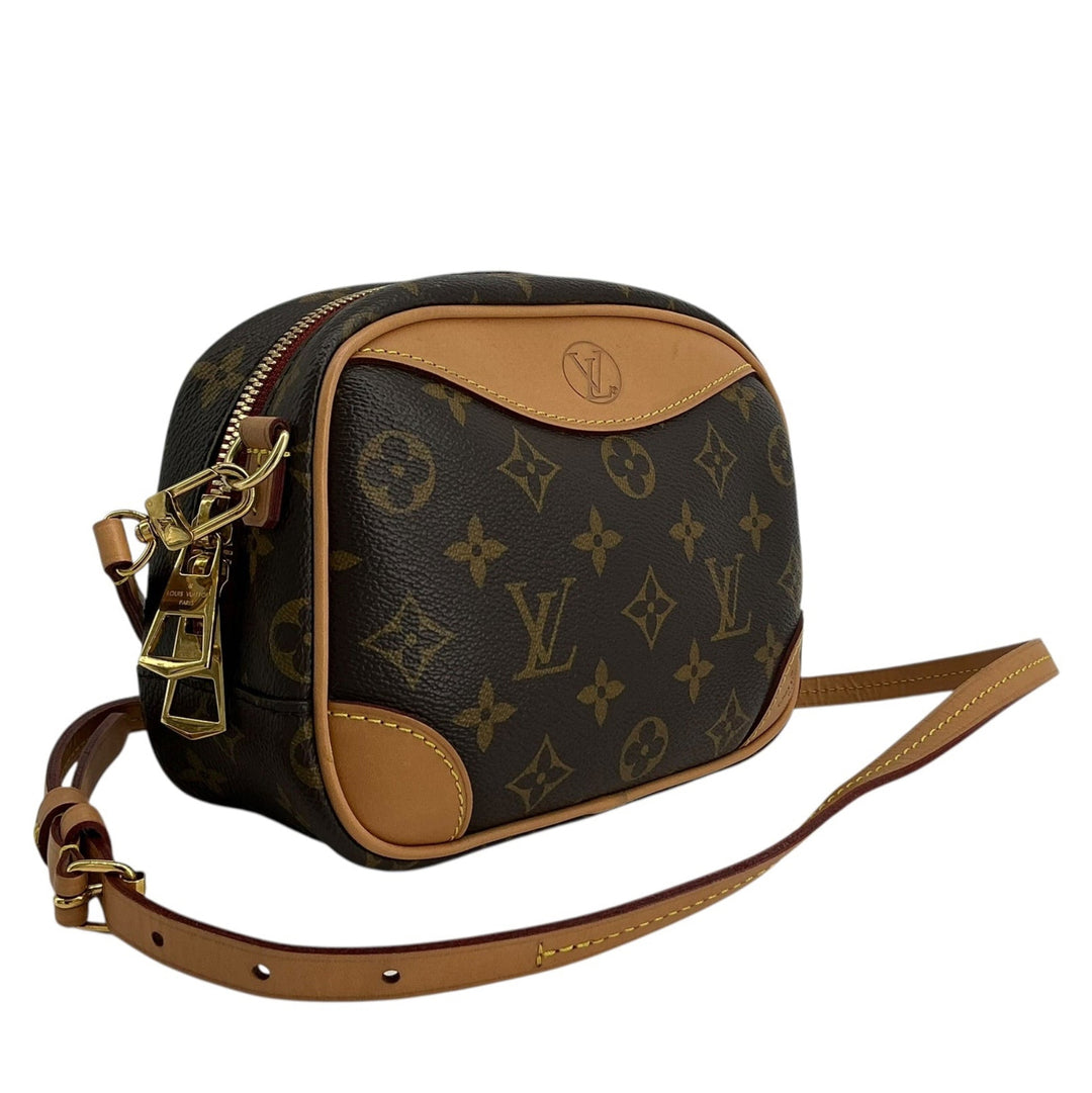 Louis Vuitton Deauville Mini rear angle with Monogram canvas and leather strap