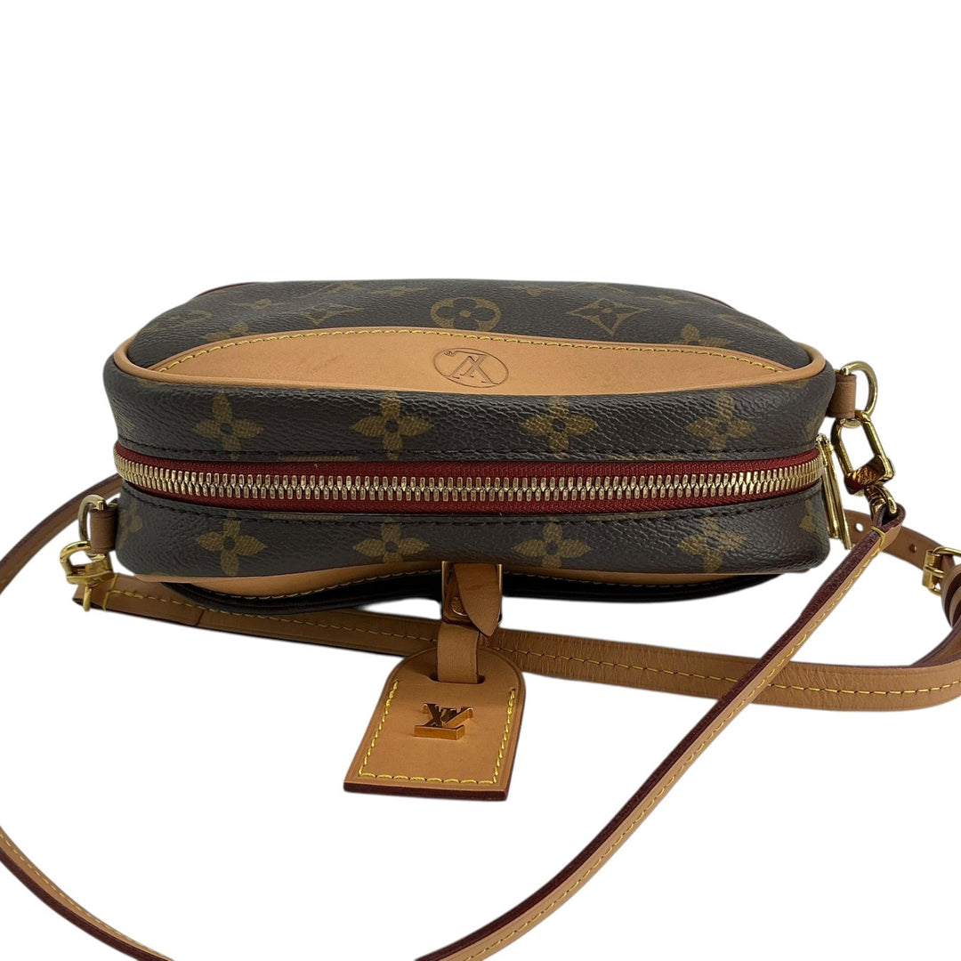 Louis Vuitton Monogram Deauville Mini double zipper and Vachetta trim top view