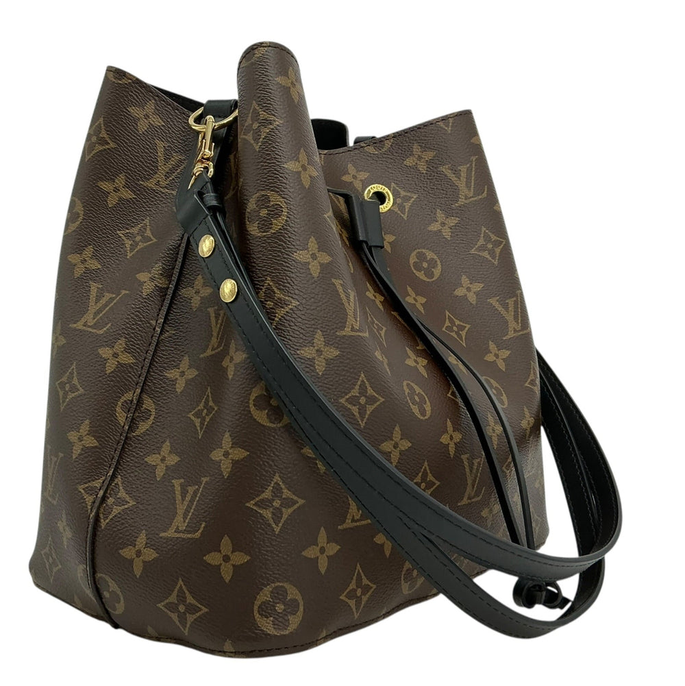 Louis Vuitton NéoNoé MM Black angled exterior with Monogram canvas and removable strap