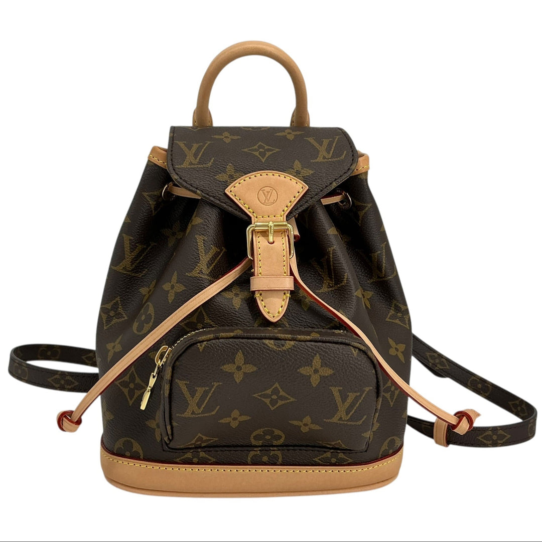 Louis Vuitton Montsouris PM front with rolled Vachetta top handle