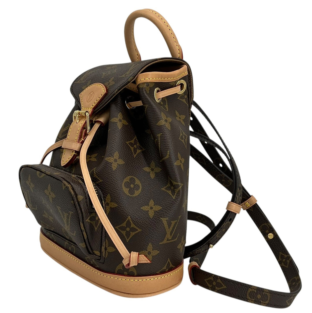 Louis Vuitton Montsouris PM side profile with drawstring closure