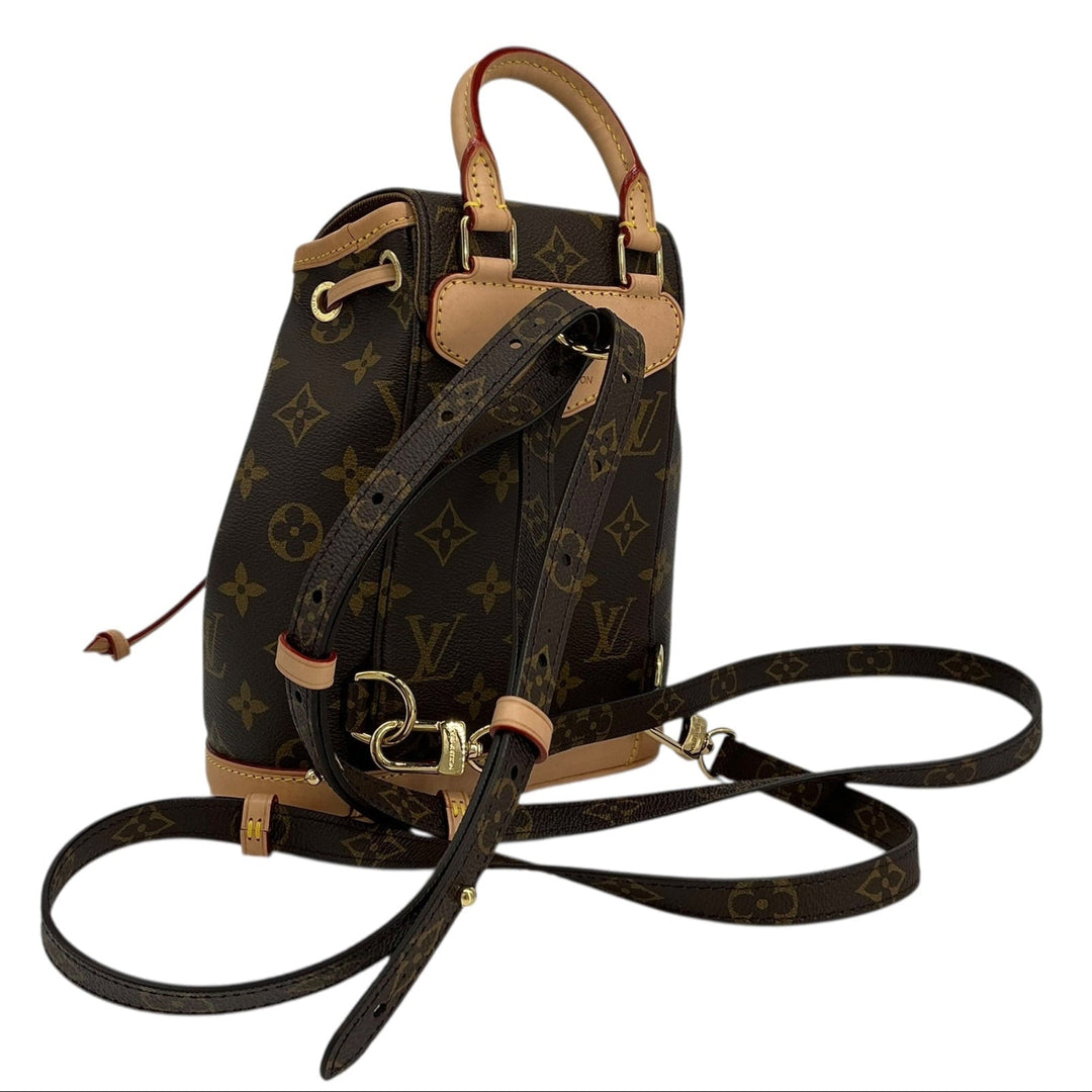 Louis Vuitton Montsouris PM rear with adjustable Monogram straps
