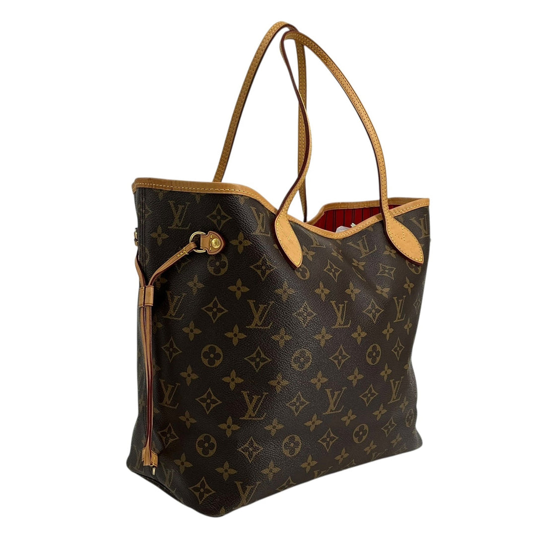 Angled view of Louis Vuitton Neverfull MM Monogram tote