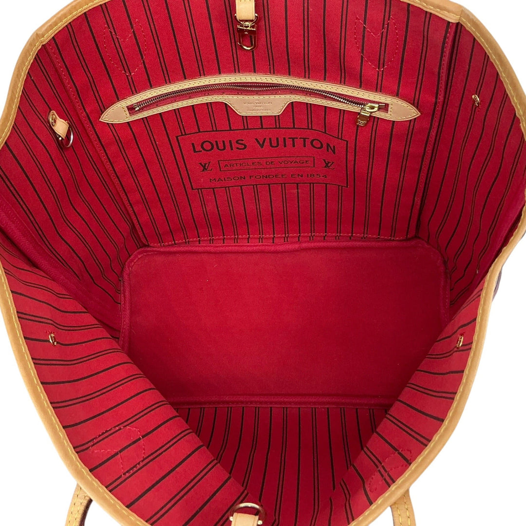 Louis Vuitton Neverfull MM Cerise red striped interior and zip pocket