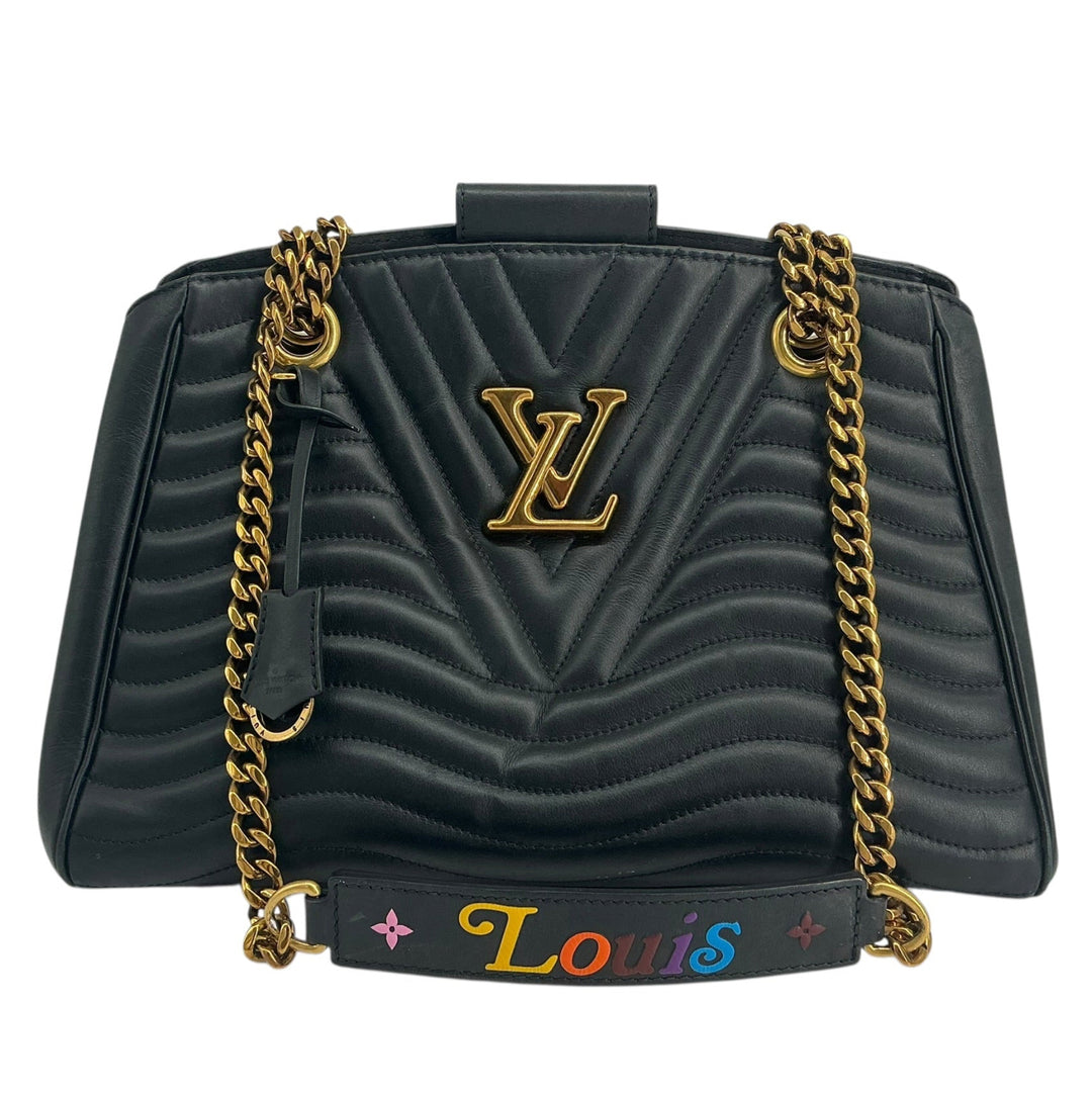 Louis Vuitton New Wave Chain Tote black quilted calfskin front exterior