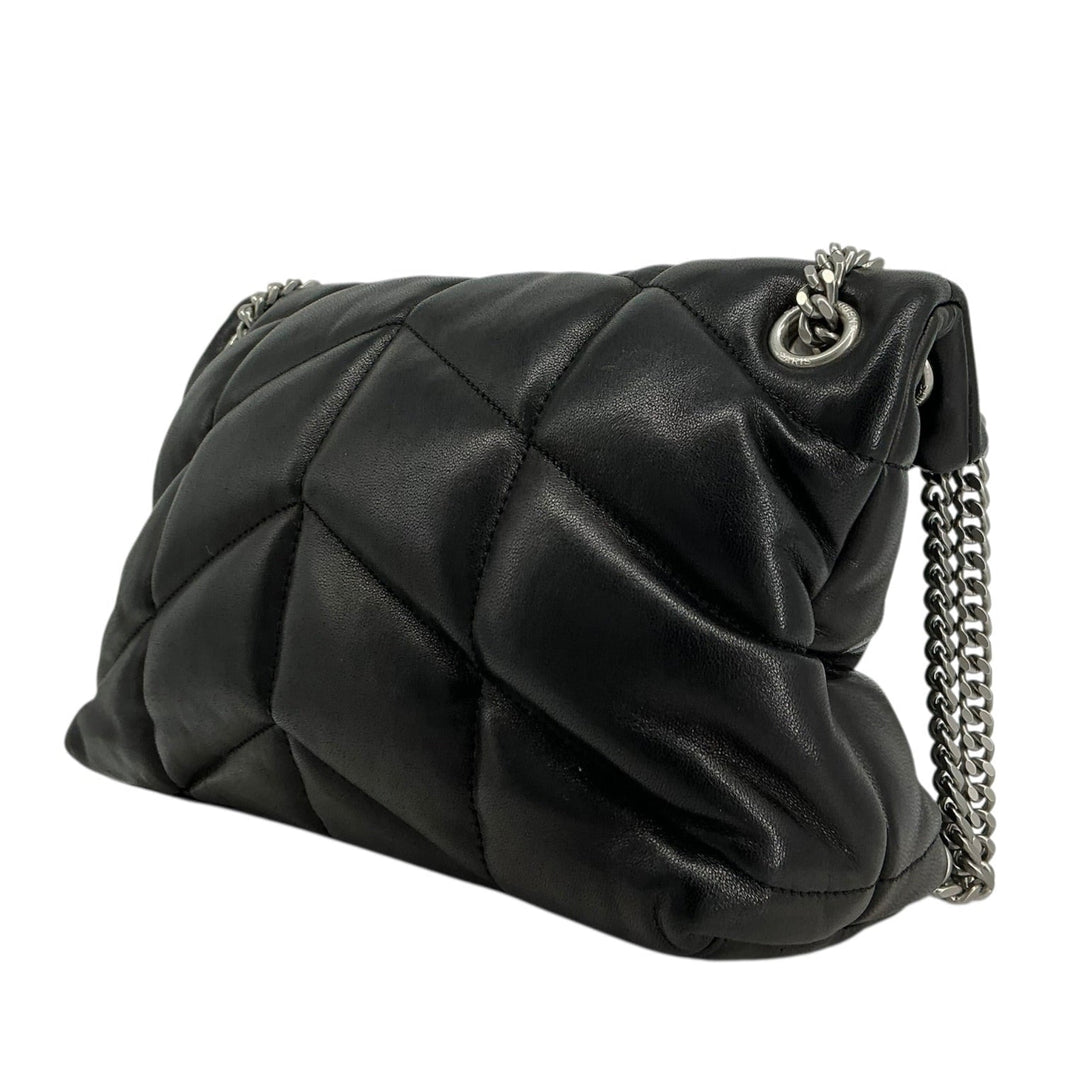  Saint Laurent Loulou Puffer black quilted lambskin side and rear view